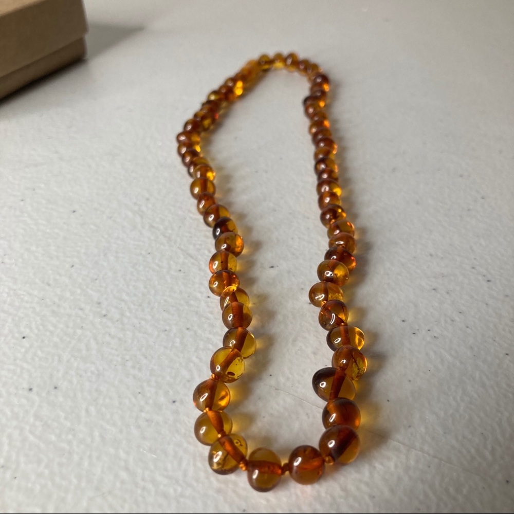 Authentic Baltic Amber Cognac Beaded Necklace 18" - Picture 3 of 16